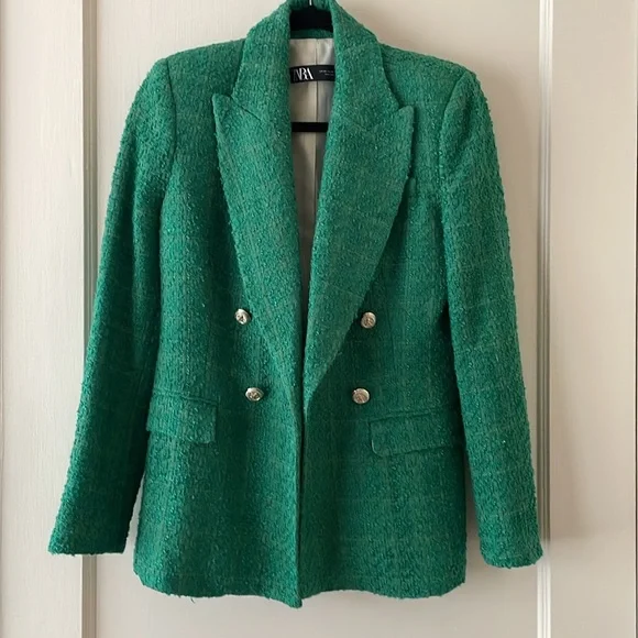 Zara Textured Double Breasted Blazer - Picture 9 of 11